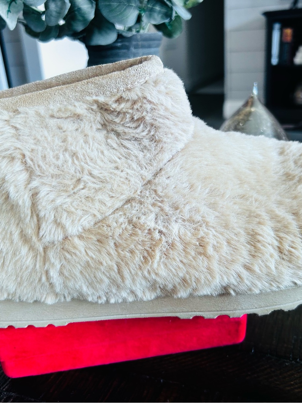 Arizona Jean Company Women's Faux-Fur Ankle Boot in Cream
